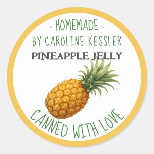 Home Made Pineapple Jelly Canning Label Sheet Runder Aufkleber (Vorderseite)