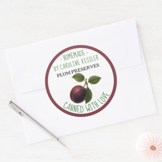 Home Made Plum Preserves Canning Label Sheet Runder Aufkleber (Umschlag)