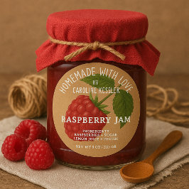Home Made Raspberry Jam Canning Label Roll Runder Aufkleber