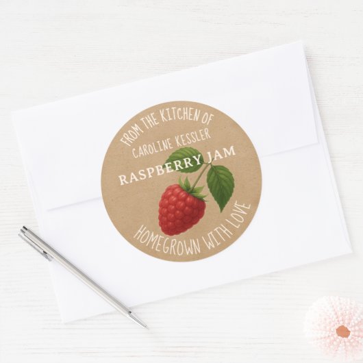 Home Made Raspberry Jam Canning Label Sheet Runder Aufkleber (Umschlag)