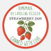 Home Made Strawberry Jam Canning Label Sheet Runder Aufkleber (Vorderseite)