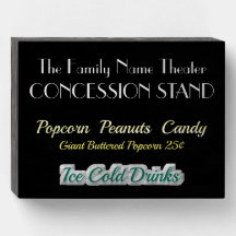 Home Movie Theater Concession Stand Wood Box Sign