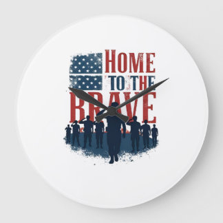 Home of the Brave Salute Tee Große Wanduhr