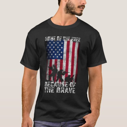 Home Of The Free Because Of The Brave Distress Ame T-Shirt (Vorderseite)