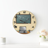 Home Office Desk Laptop Coffee Große Wanduhr (Zuhause)