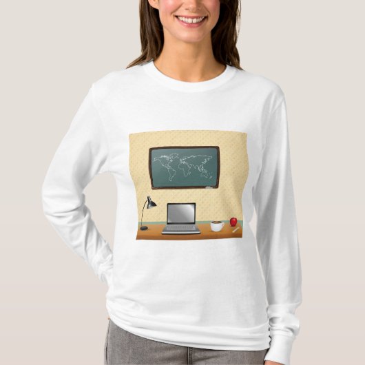 Home Office Desk Laptop Coffee T-Shirt (Vorderseite)