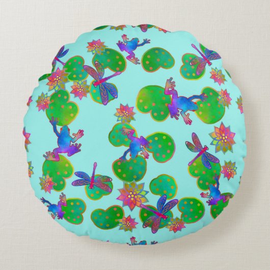 Home on the Water Winter Rundes Kissen (Vorderseite)