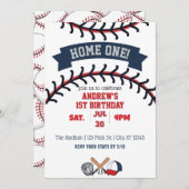 Home One, Baseball 1st Birthday Einladung (Vorne/Hinten)