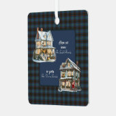Home Original Scottish Tartan Christmas Ornament Aus Metall (Vorderseite links)