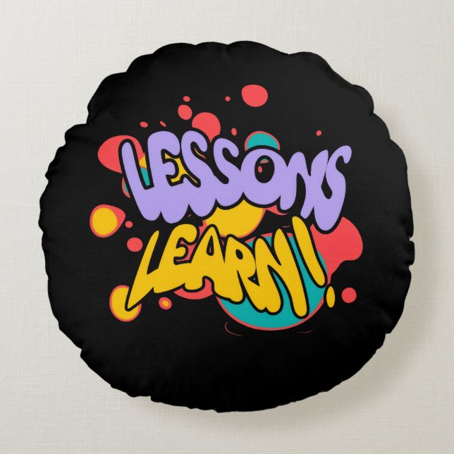 HOME PAINT SPLASH LESSONS LEARN ROUND PILLOW  RUNDES KISSEN (Vorderseite)