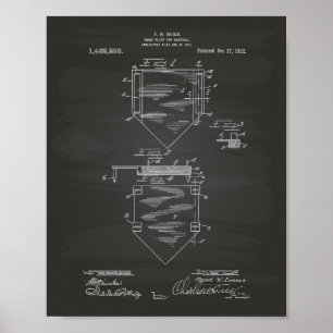 Home Plate Baseball 1922 Patent Art Chalkboard Poster