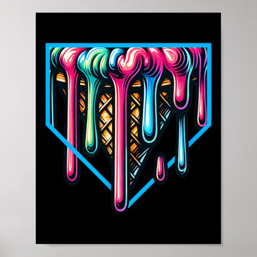 Home Plate Drip - Eiscreme Softll und verkaufen Poster (Vorne)
