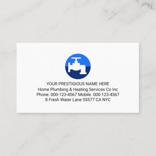 Home Plumbing Faucet Pipeline Plumber Service Visitenkarte (Rückseite)