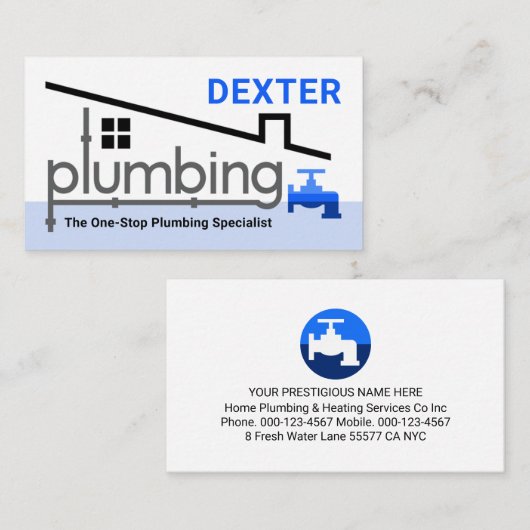 Home Plumbing Faucet Pipeline Plumber Service Visitenkarte (Vorne/Hinten)