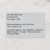 Home Remodeling Services Modern Kitchen Visitenkarte (Rückseite)