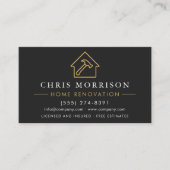Home Renovation Contractor Builder Black Gold Visitenkarte (Vorderseite)