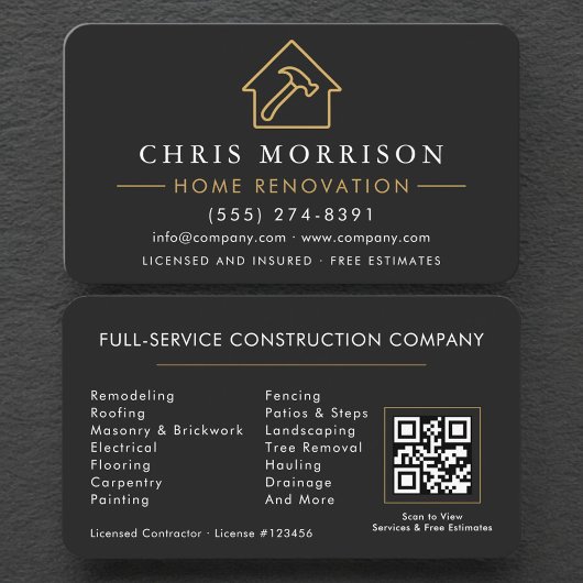 Home Renovation Repair QR Code Professional Visitenkarte