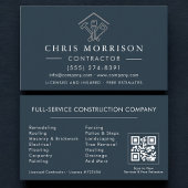 Home Repairs Contractor Blue Silver QR Code Visitenkarte