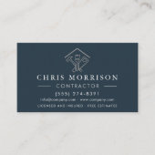 Home Repairs Contractor Blue Silver QR Code Visitenkarte (Vorderseite)