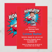 Home Run Boy Geburtstagsfeier Einladung (Vorne/Hinten)