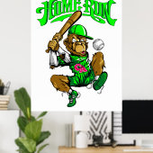 Home Run Monkey Baseball Poster (Heimbüro)