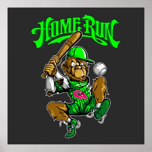 Home Run Monkey Baseball Poster (Vorne)