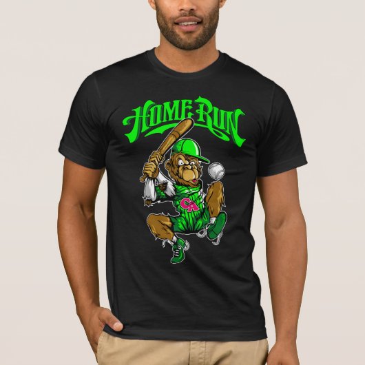 Home Run Monkey Baseball T-Shirt (Vorderseite)