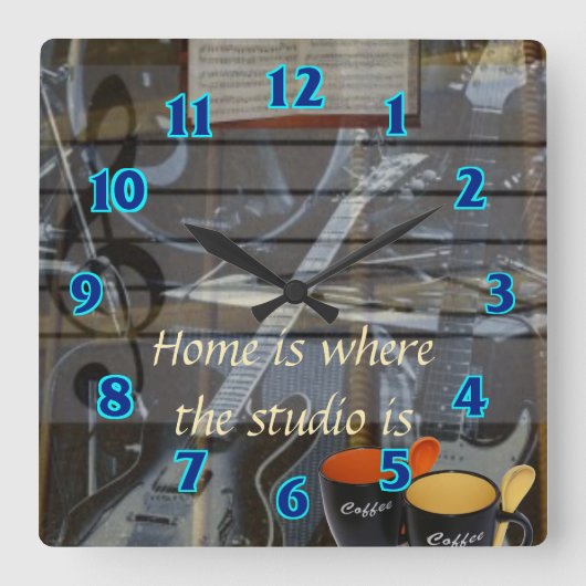 Home Studio Clock Quadratische Wanduhr (Vorderseite)