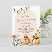 Home Sweet Home Boho Pumpkin Housewarming Party Einladung (Stehend Vorderseite)