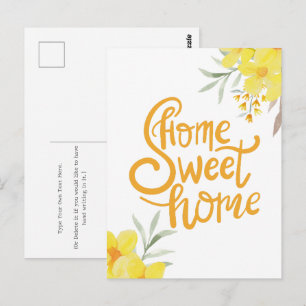 Home Sweet Home Chic Gelbe Blumen Gratulation Postkarte