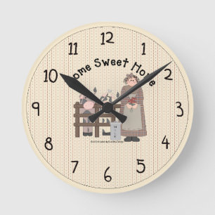 Home Sweet Home Country Wall Clock Runde Wanduhr