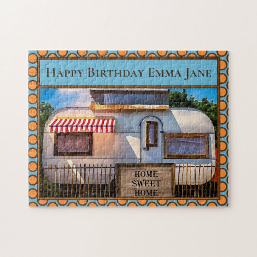 Home Sweet Home Cute Vintage Camper Trailer Puzzle (Horizontal)