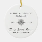 Home Sweet Home Latitude Longitude Personalized Keramik Ornament (Vorne)