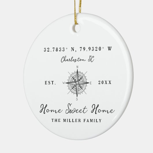 Home Sweet Home Latitude Longitude Personalized Keramik Ornament (Links)