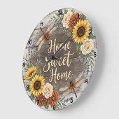 Home Sweet Home Libelle Floral Große Wanduhr (Winkel)