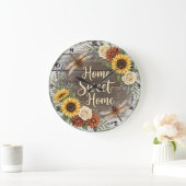 Home Sweet Home Libelle Floral Große Wanduhr (Zuhause)