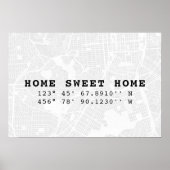 Home Sweet Home | Map & Custom Coordinates Poster (Vorne)