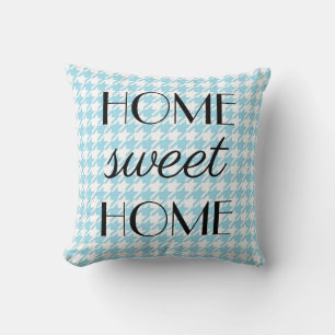 Home Sweet Home Pastell Hellblau Pepita-Muster  Kissen