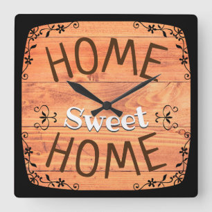 Home Sweet Home Quadratische Wanduhr