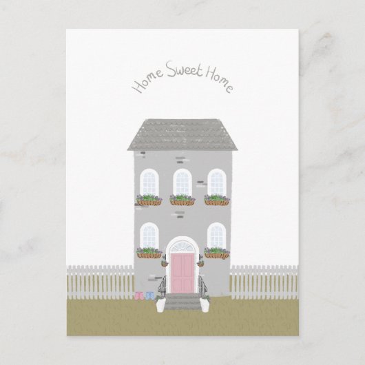 Home Sweet Home Quote House Illustration Card Postkarte (Vorderseite)