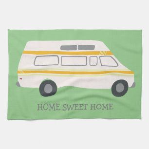 HOME SWEET HOME Retro Camper Van Wohnmobil grün Geschirrtuch