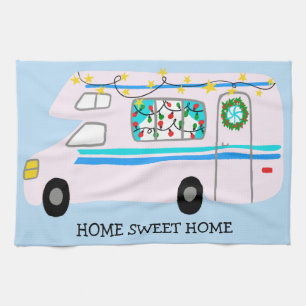 HOME SWEET HOME Retro Camper Wohnmobil RV Weihnach Geschirrtuch