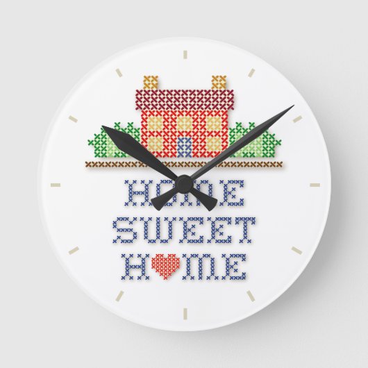 Home Sweet Home Runde Wanduhr (Vorderseite)