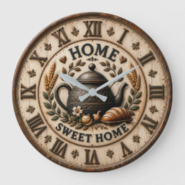 Home Sweet Home Rustic Farmhouse Große Wanduhr