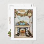 Home Sweet Home Vintage Christmas Hearth Postkarte (Vorne/Hinten)