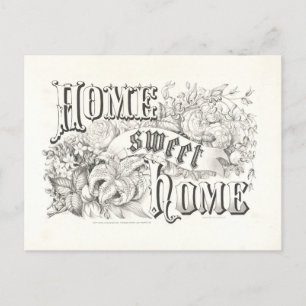 Home Sweet Home Vintage Currier & Ives Lithografie Postkarte