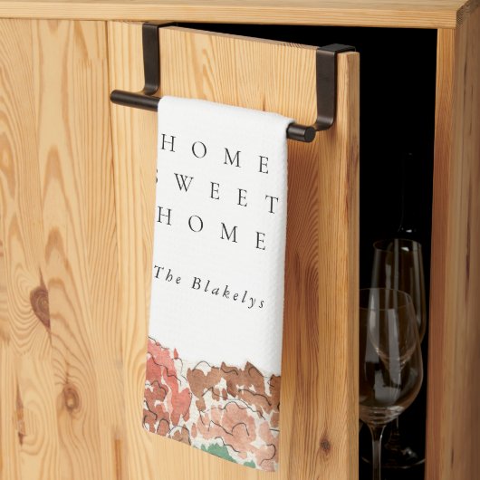 Home Sweet Home Watercolor Autumn Trees Geschirrtuch (Drittel gefaltet)