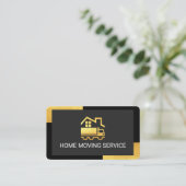 Home Truck Movers On Black Gold Tab Corners Visitenkarte (Stehend Vorderseite)