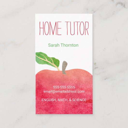 Home Tutor Appointment Reminder Tutoring Terminkarte (Vorderseite)