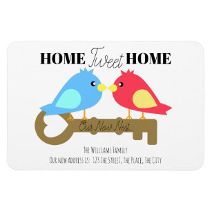 Home Tweet Home New Address Bird Key Postcard Magnet